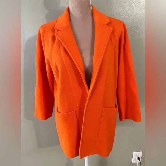 J Crew 365 Orange Knit Cotton Morino Wool O
Women's Open Blazer Pockets M - Picture 1 of 11
